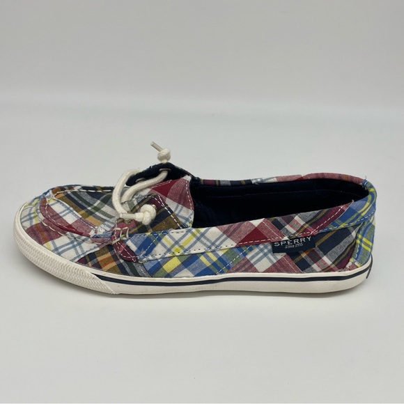 Women's Sperry Lounge Away Madras Boat Shoes Plaid Top-Slider Size 8 - Picture 7 of 14